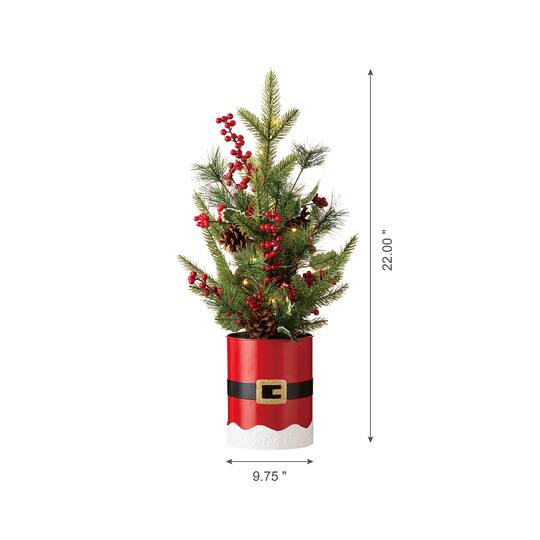 Glitzhome® 22" LED Santa Belt Potted Tree Table Décor